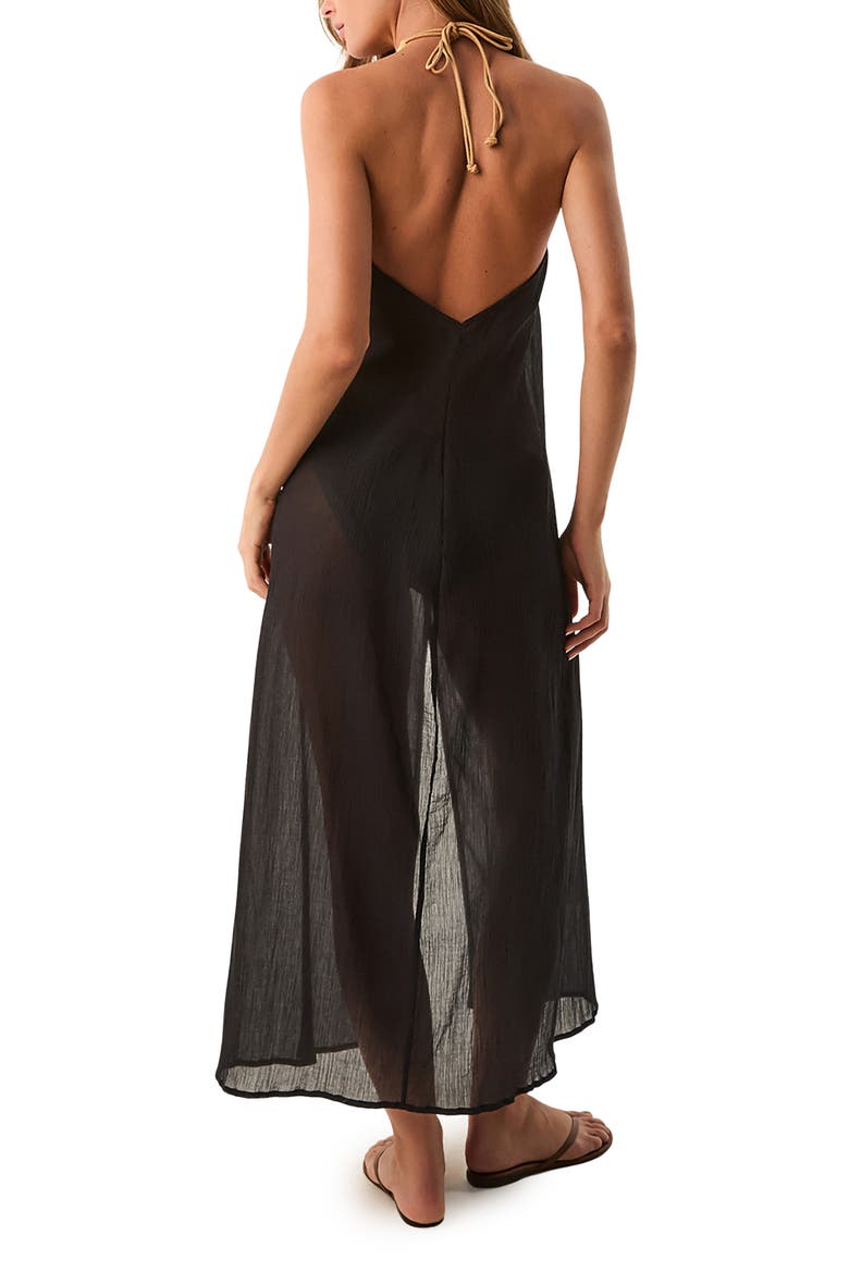 Cloe Halter Cover-Up Dress, Alternate, color, BLACK