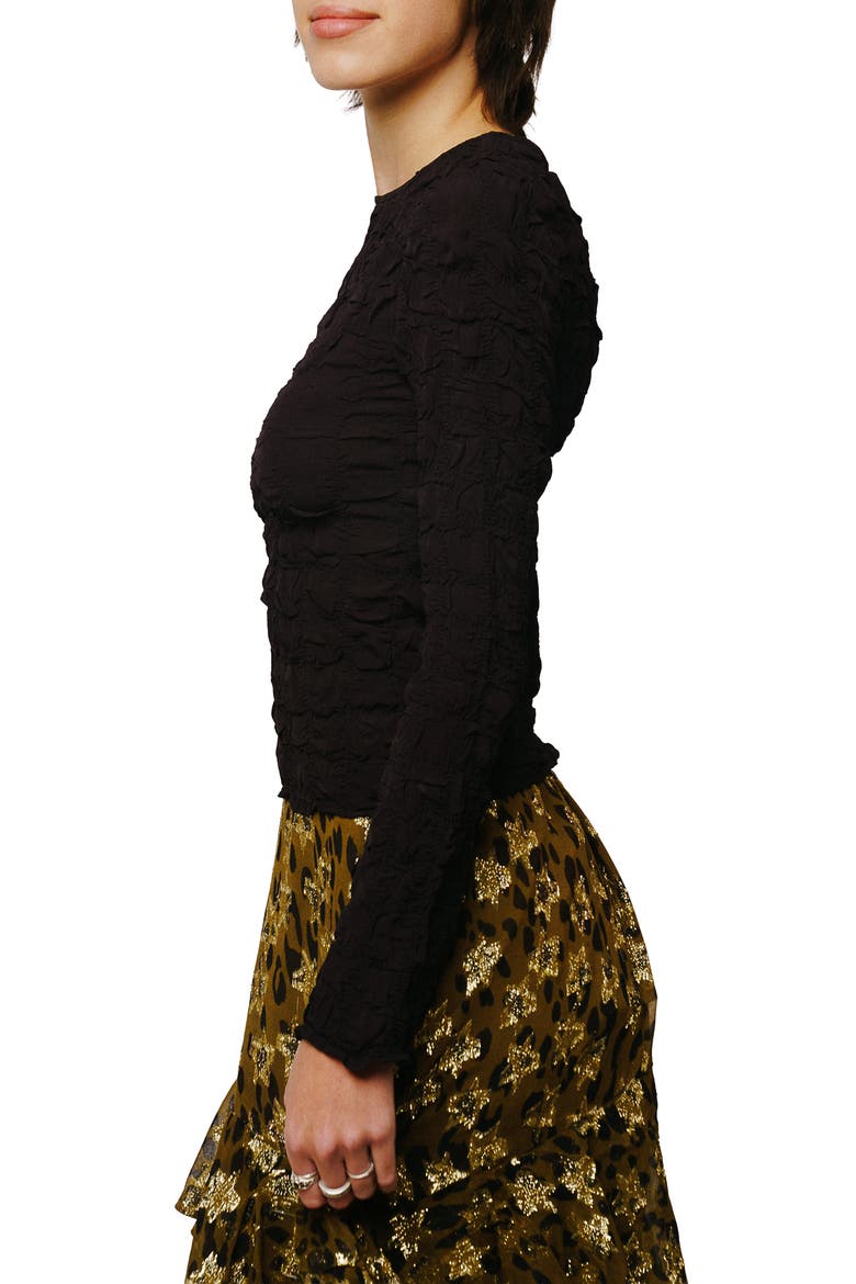 Janet Smocked Long Sleeve Top, Alternate, color, BLACK