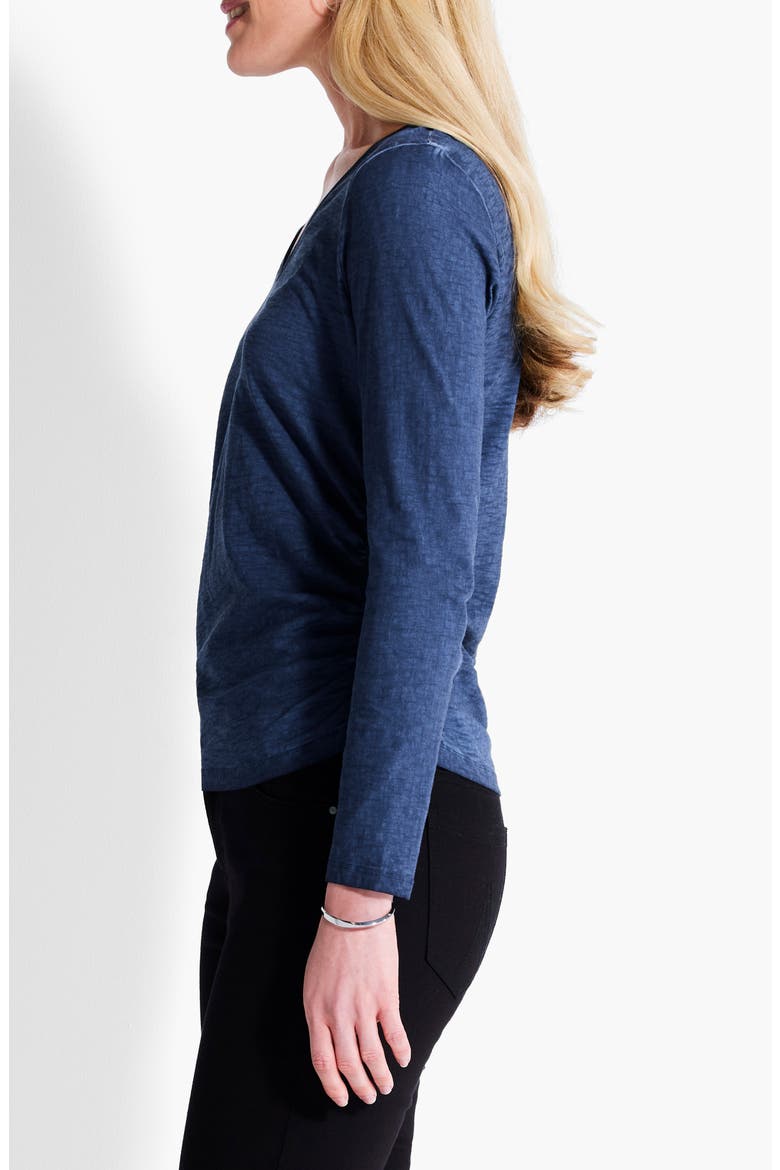 Ruched Long Sleeve Cotton Top, Alternate, color, DARK INDIGO