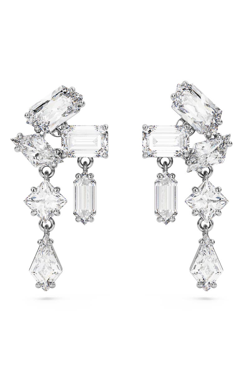 Swarovski Mesmera Mixed Crystal Drop Earrings, Alternate, color, Silver