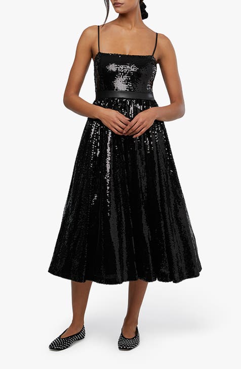 Black sequin mesh cut newest out dress formal cocktail evening Nordstrom NWOT