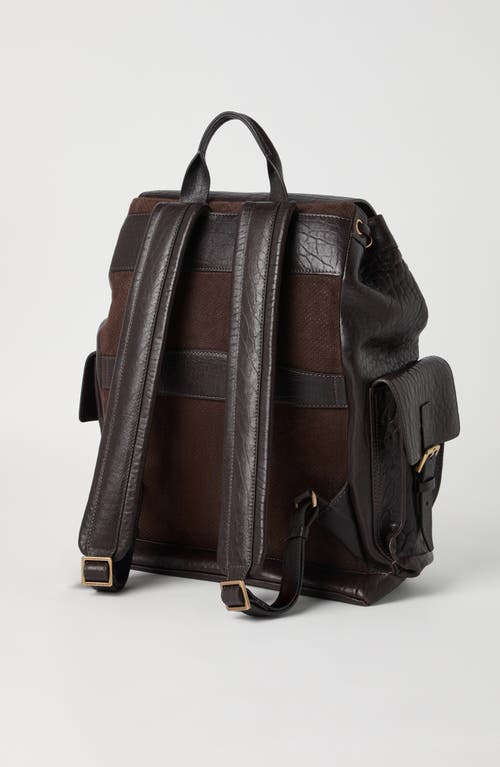 Brunello Cucinelli Leather Backpack Adjustable Straps In Black