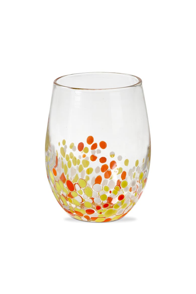 Pebble Glass Stemless Orange Beverage Glassware Set of 4, Main, color, Orange