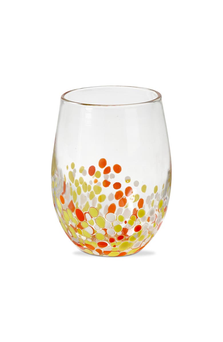 tag Pebble Glass Stemless Orange Beverage Glassware Set of 4, Main, color, Orange