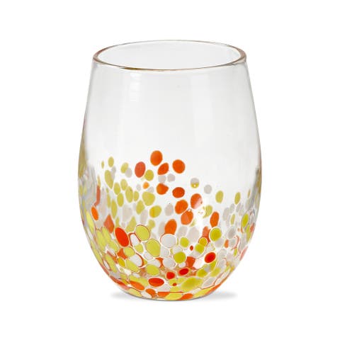 Pebble Glass Stemless Orange Beverage Glassware Set of 4