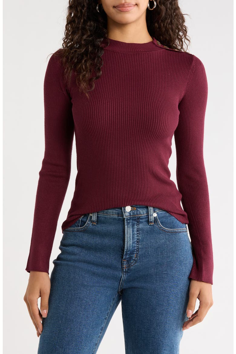 Button Detail Rib Top, Main, color, RED