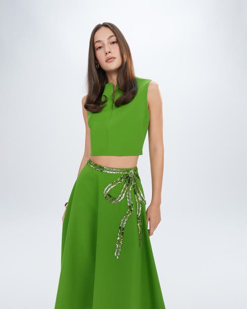 Theo The Label Women's Green Harmonia Embroidered A Line Skirt In Rewild Green