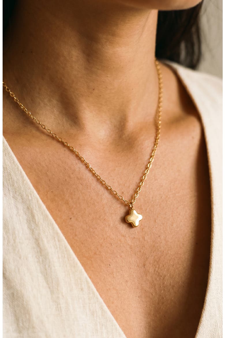 Puffy Clover Necklace, Alternate, color, GOLD