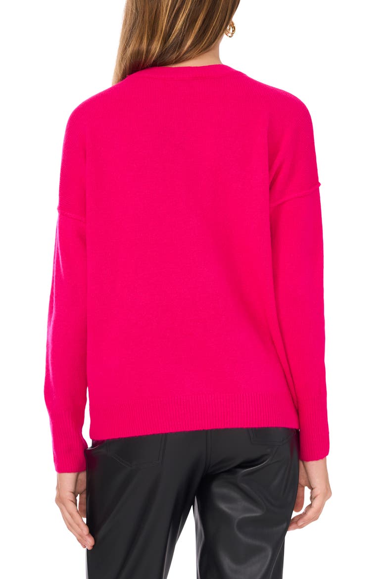 Exposed Seam Crewneck Sweater, Alternate, color, ELECTRIC PINK