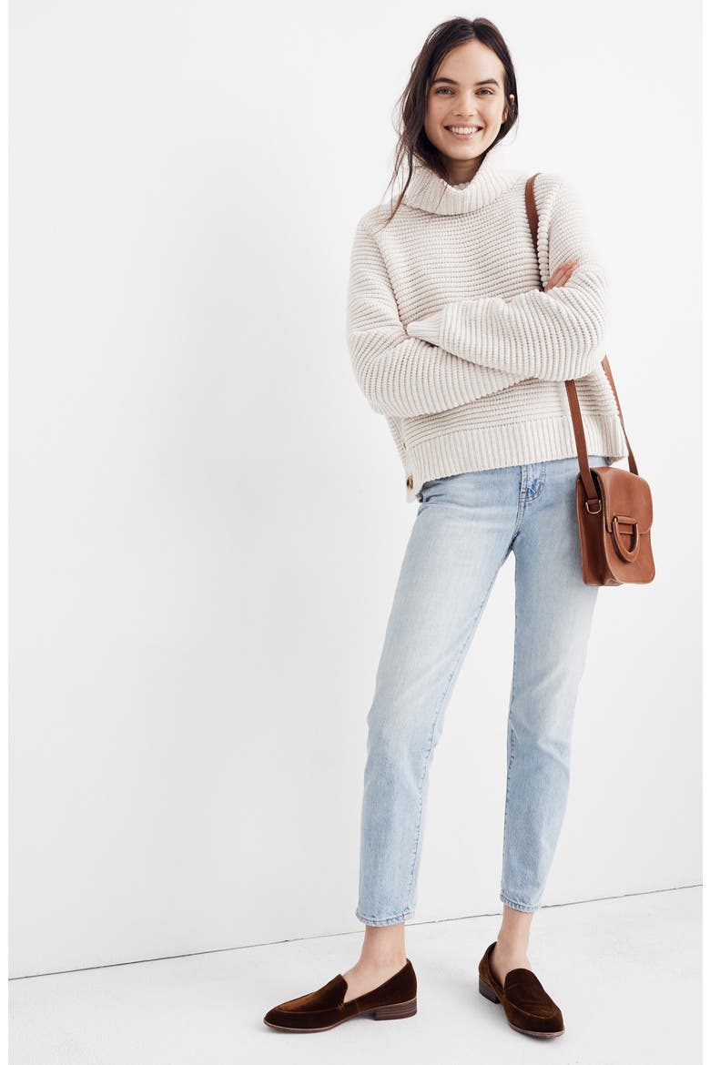Side Button Turtleneck Sweater, Alternate, color, HEATHER OAK