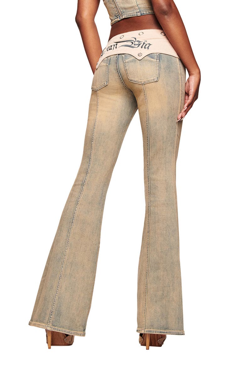 Tommie Mixed Media Flare Leg Jeans, Alternate, color, ANTIQUE DENIM