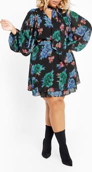 City Chic Delilah Floral Long Sleeve Dress