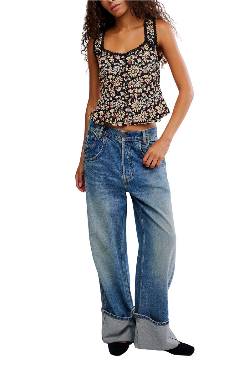 Free People Bridgette Corset Peplum Top, Alternate, color, Black Combo