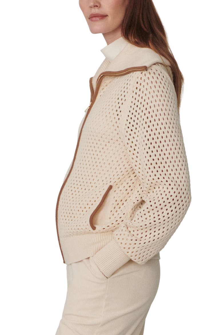 Paula Zip Front Knit Hoodie, Alternate, color, BIRCH