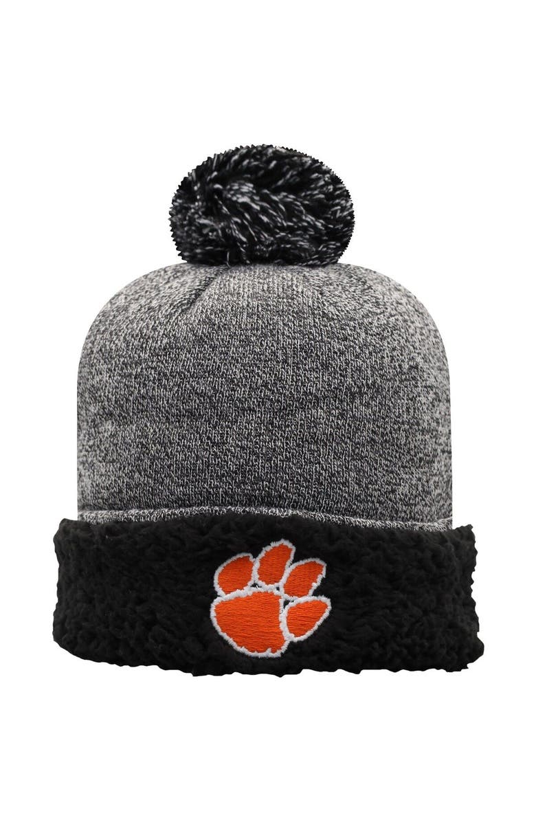 TOP OF THE WORLD Women's Top of the World Black Clemson Tigers Snug Cuffed Knit Hat with Pom, Main, color, 