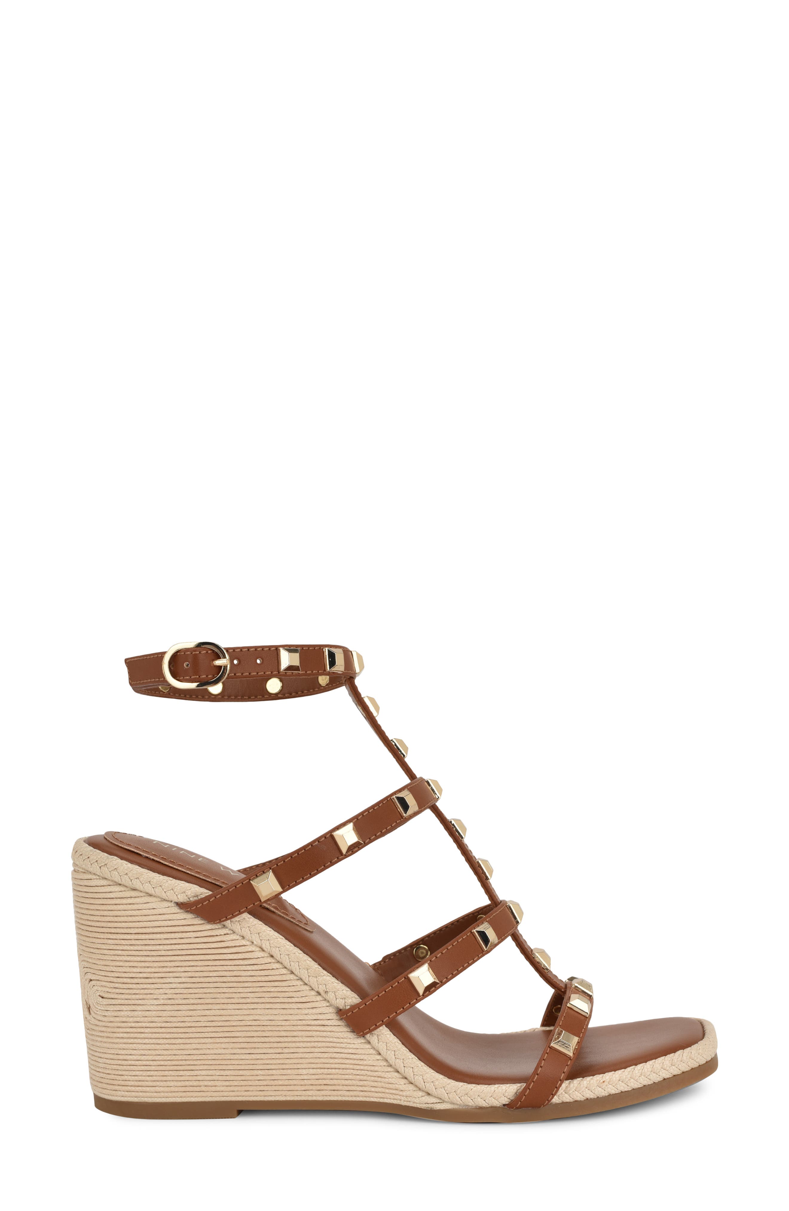Nine West Sardis Strappy Wedge Sandal, Alternate, color, Dark Natural
