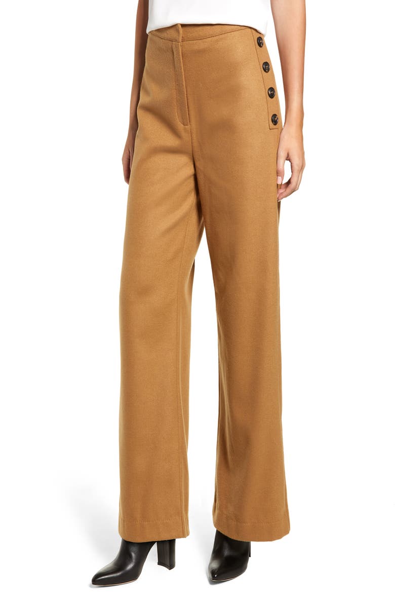 CHRISELLE LIM COLLECTION Chriselle Lim Victoria Button Wide Leg Pants, Main, color, 