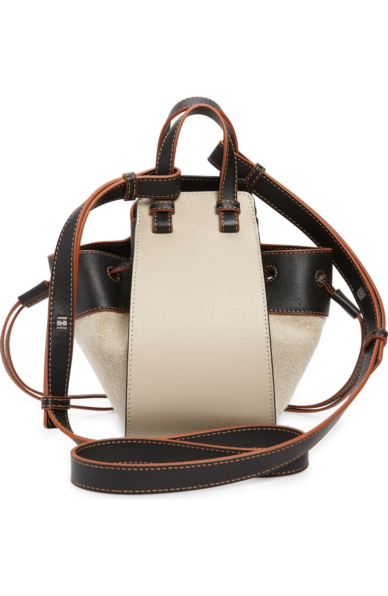 Loewe Mini Hammock Drawstring Linen & Leather Bag, Alternate, color,