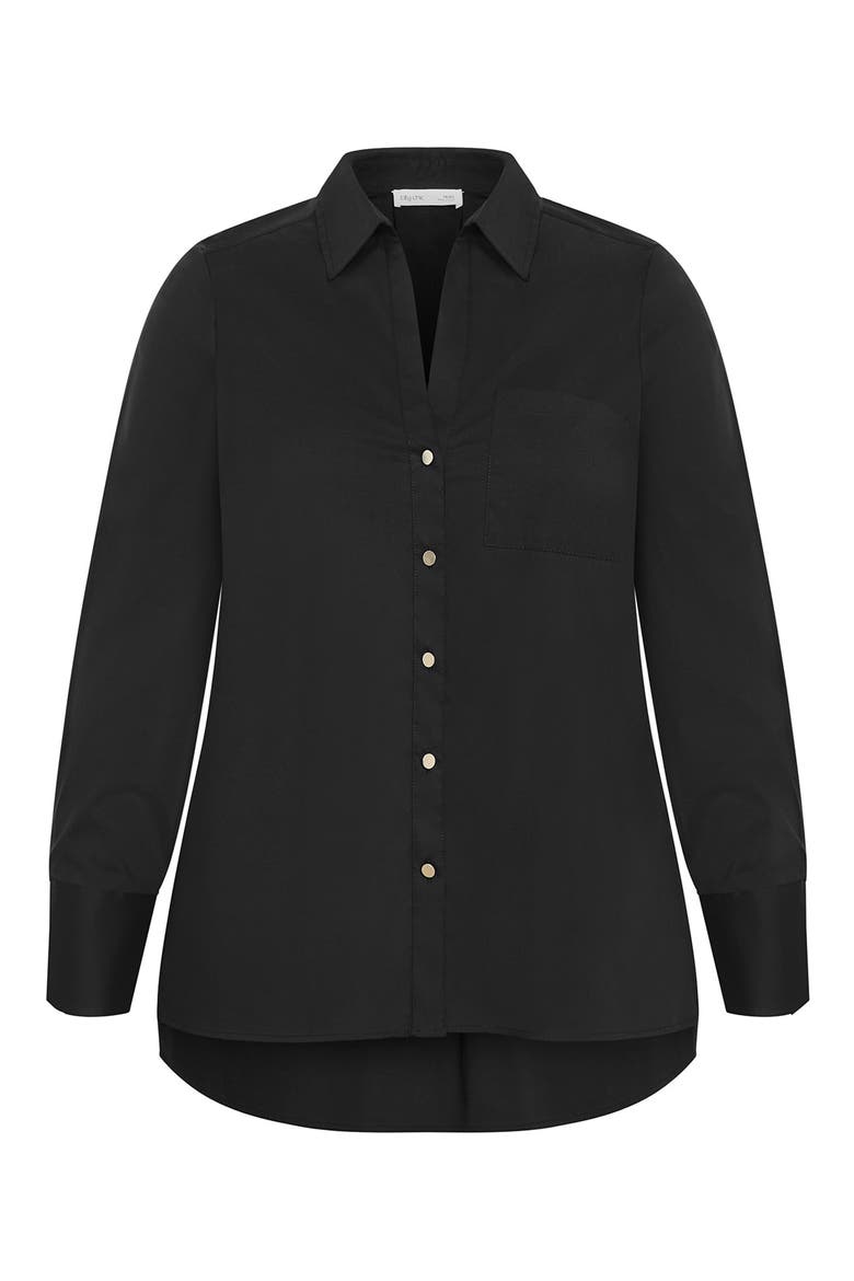 Elevated Stretch Woven Button-Up Shirt, Alternate, color, BLACK