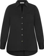 City Chic Elevated Stretch Woven Button-Up Shirt