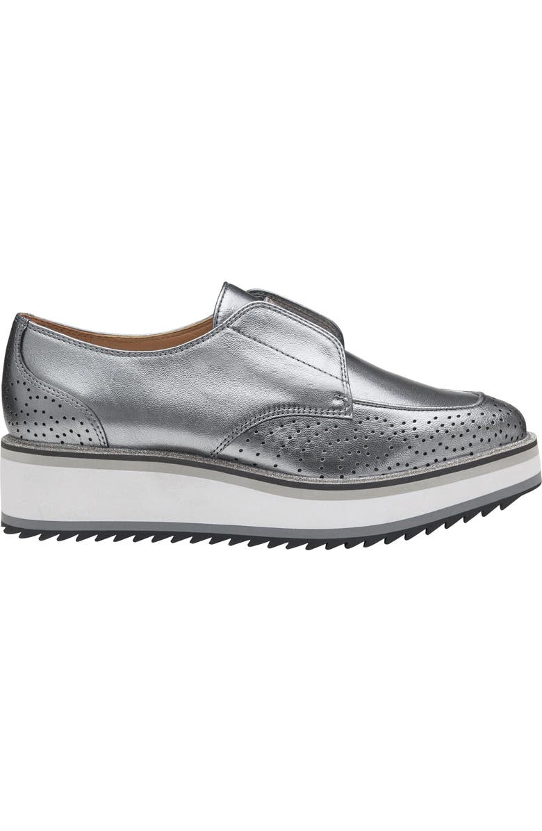 Johnston & Murphy Gracelyn Platform Wedge Derby, Alternate, color, Pewter Metallic Sheepskin