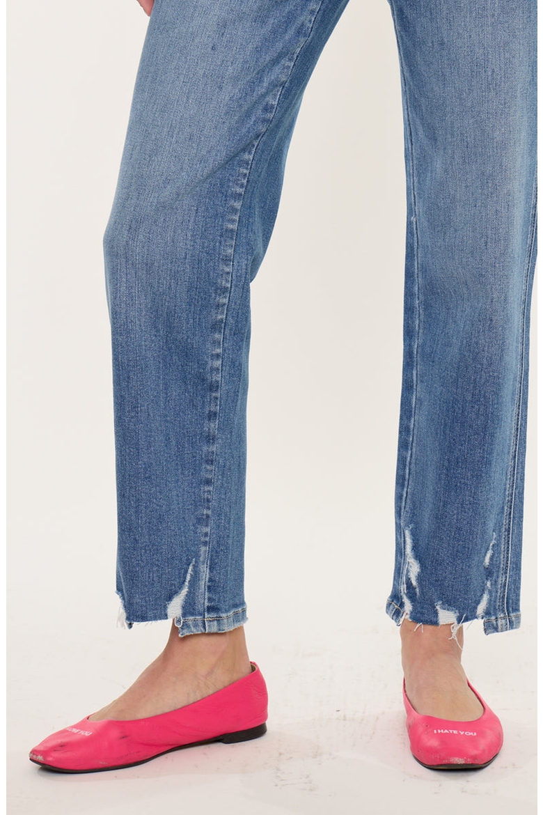 Ivorie Mid Rise Crop Straight Jeans, Alternate, color, Medium Wash