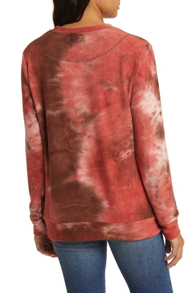 Tie Dye Long Sleeve Hacci Knit Top, Alternate, color, CINNAMON