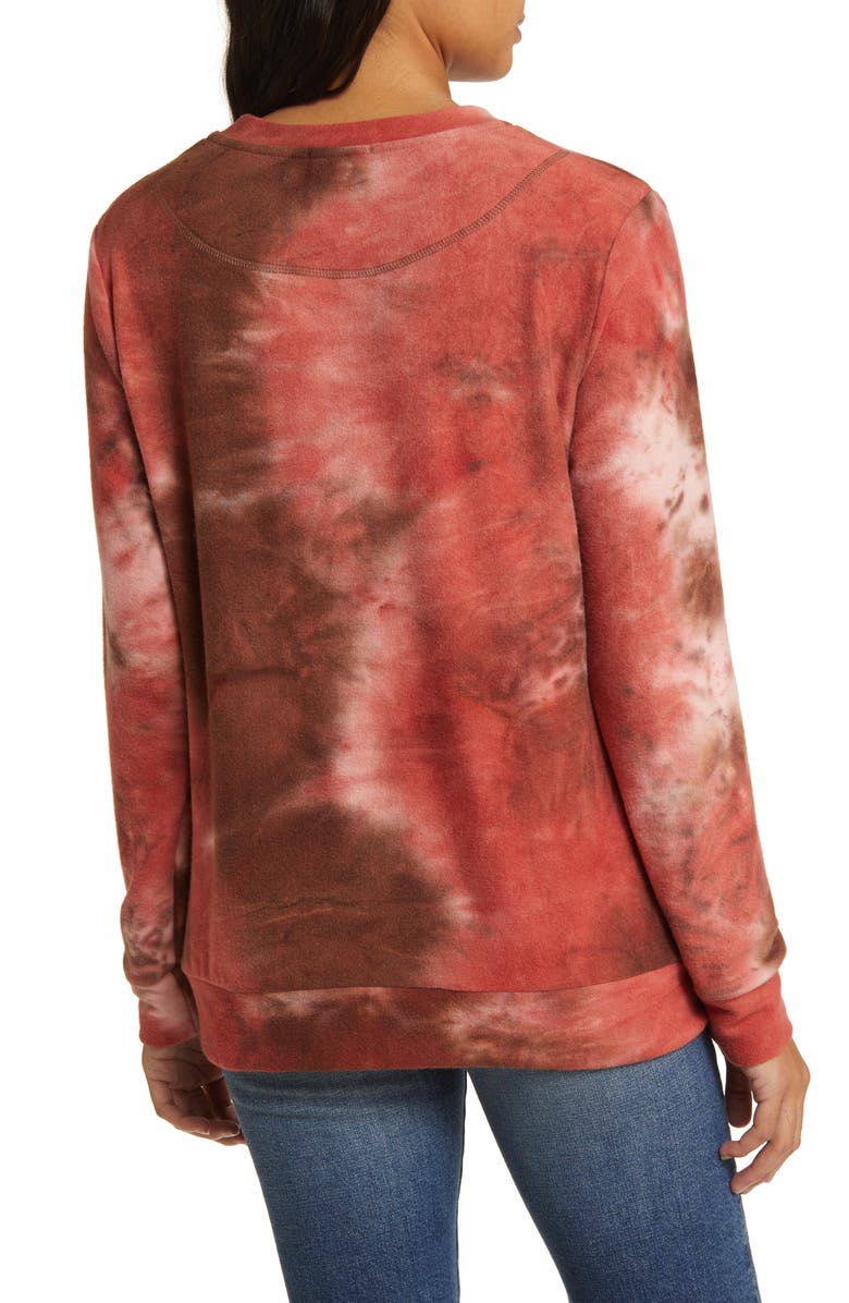 Loveappella Tie Dye Long Sleeve Hacci Knit Top, Alternate, color, Cinnamon