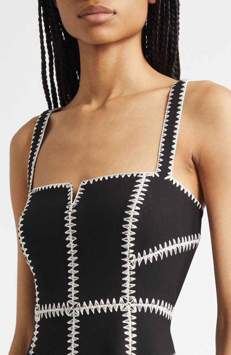 Cinq à Sept Jelena Fit & Flare Minidress, Alternate, color, Black/ Gardenia