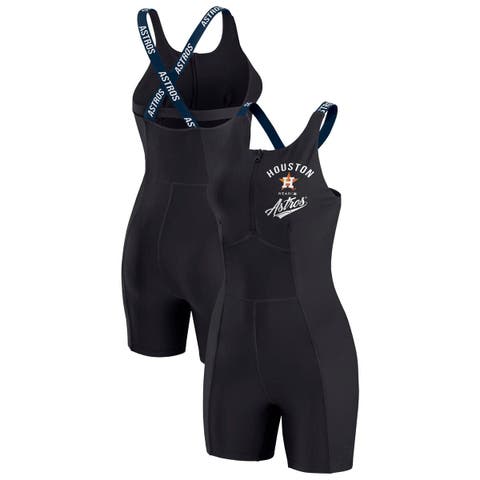 Women's WEAR by Erin Andrews  Black Houston Astros Bodycon Quarter-Zip Romper
