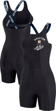 WEAR by Erin Andrews Women's WEAR by Erin Andrews  Black Houston Astros Bodycon Quarter-Zip Romper