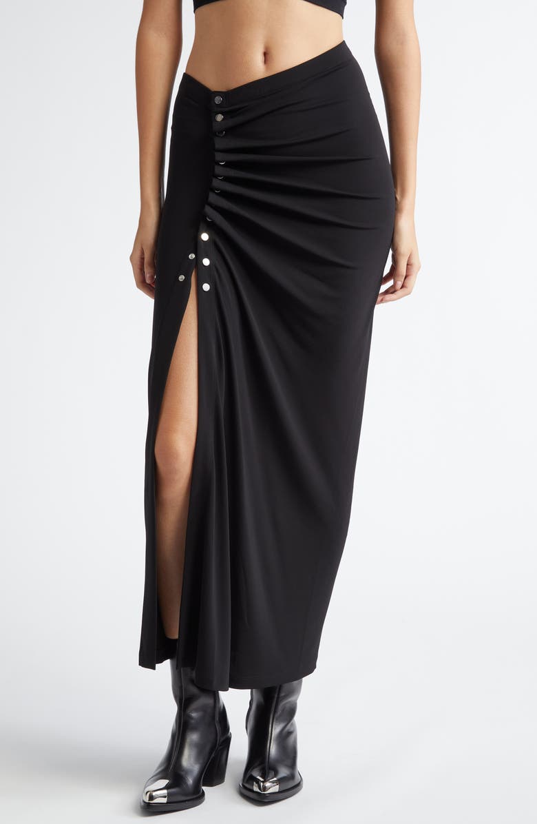 Rabanne Ruched Jersey Midi Skirt, Main, color, 