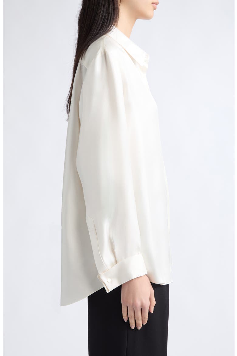 Dahlia Silk Contrast Collar Shirt, Alternate, color, IVORY