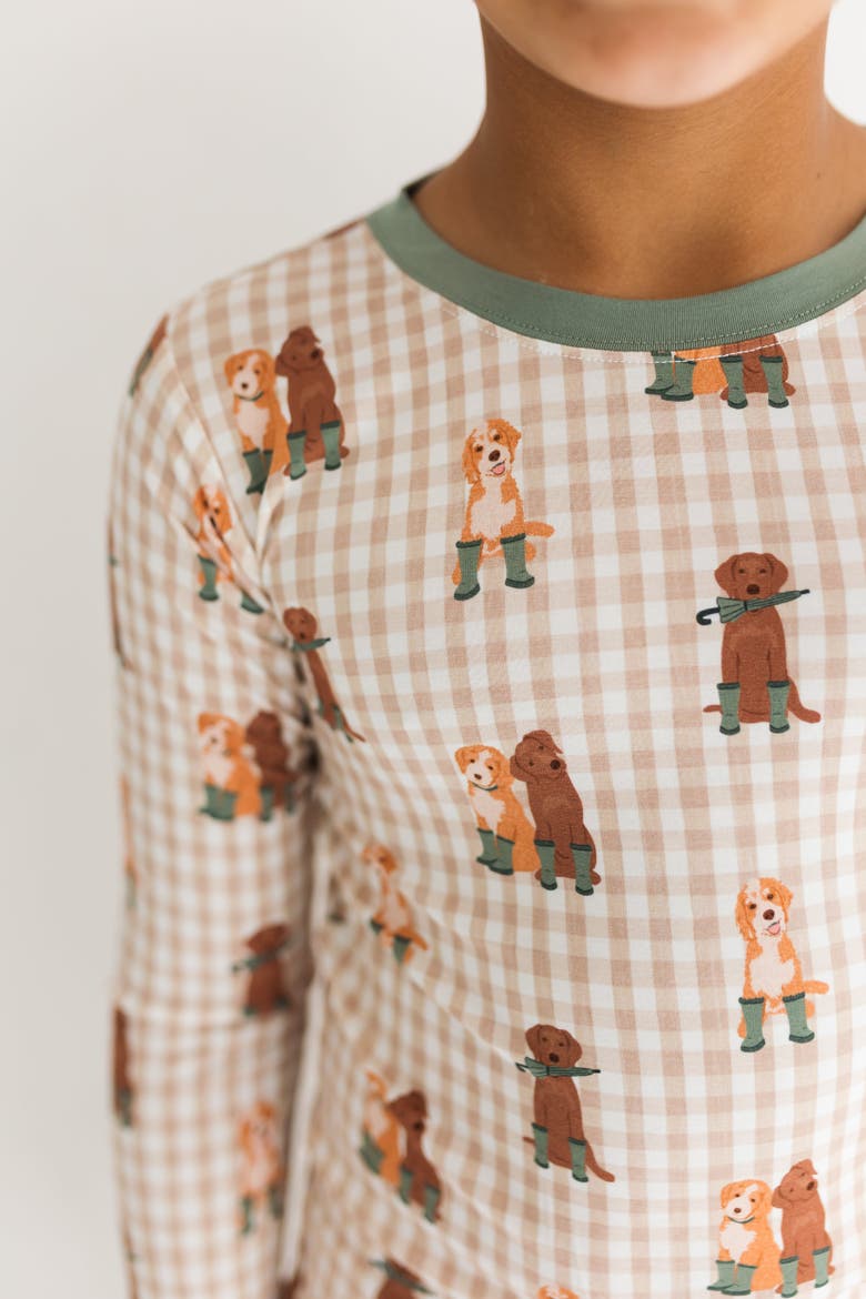 Pup Friends Two Piece Pajama Set, Alternate, color, Green