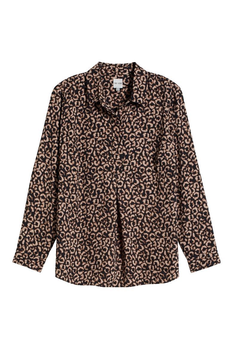 Abstract Animal Print Top, Alternate, color, BROWN MULTI