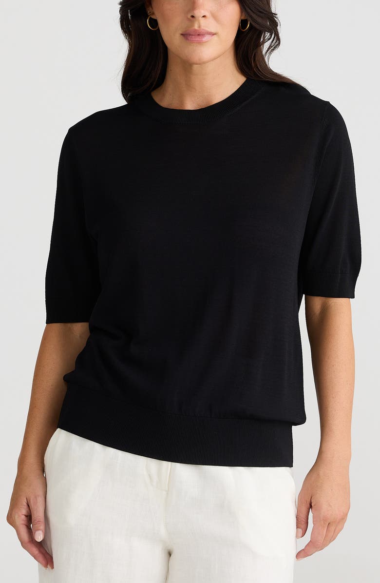Brave+True Balance T-Crewneck Sweater, Alternate, color, Black