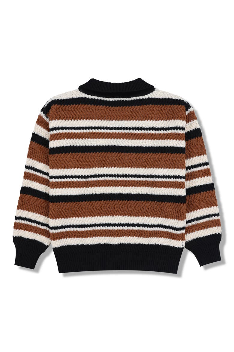 Cooper Stripe Polo Sweater, Alternate, color, BROWN