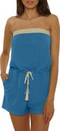 Lucky Brand Laguna Tie Waist Strapless Cover-Up Romper