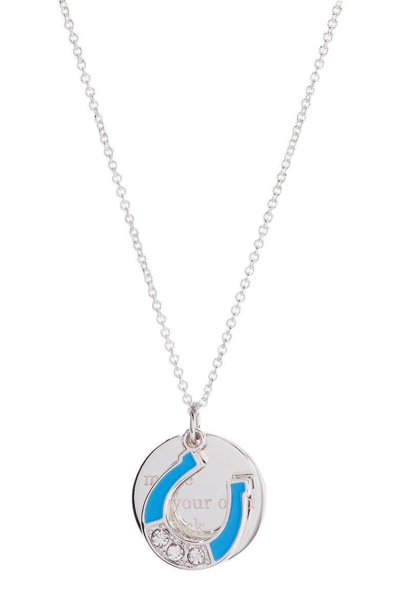 Make Your Own Luck Duo Charm Pendant Necklace, Main, color, Silver