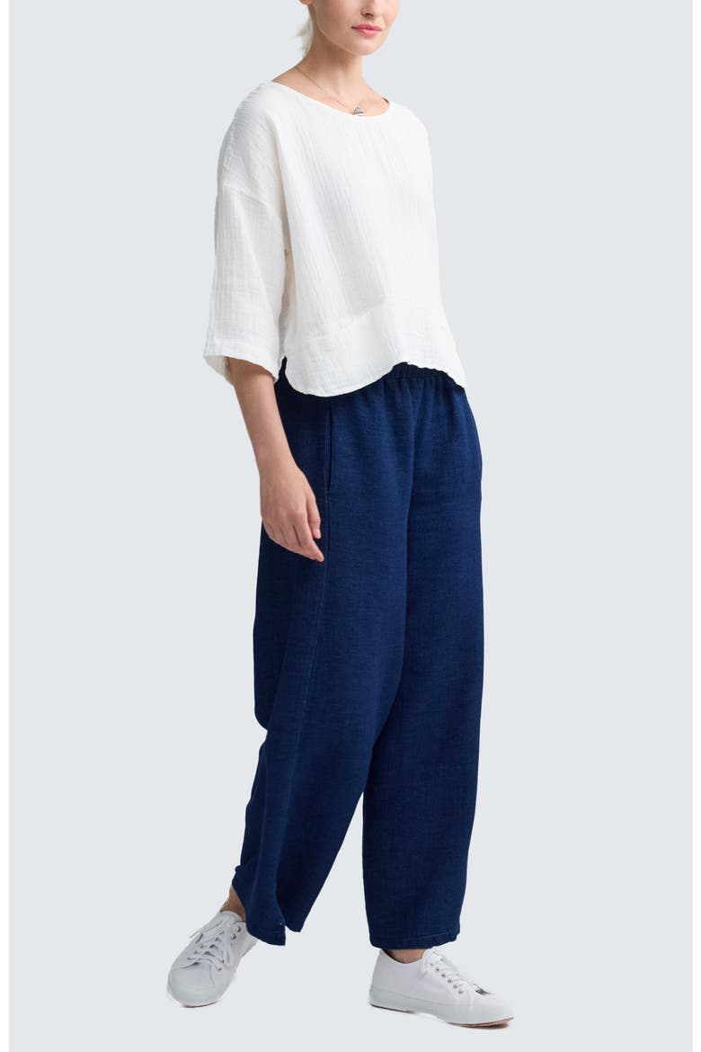 Azalea Denim Muslin Pants, Alternate, color, Navy Denim