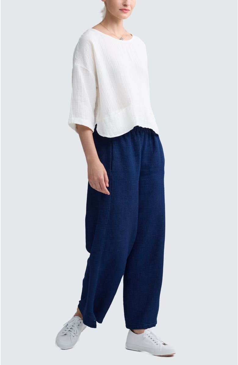 LUUKAA Azalea Denim Muslin Pants, Alternate, color, Navy Denim