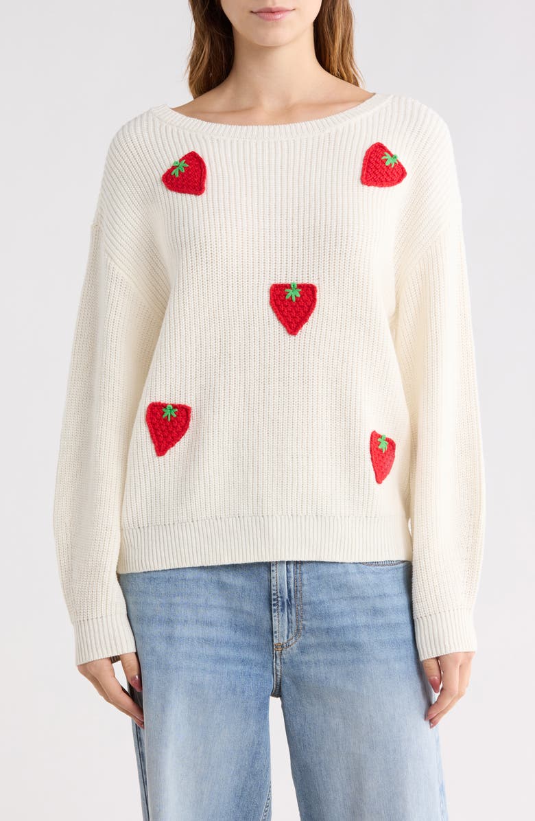 Vigoss Strawberry Sweater, Main, color, Creme