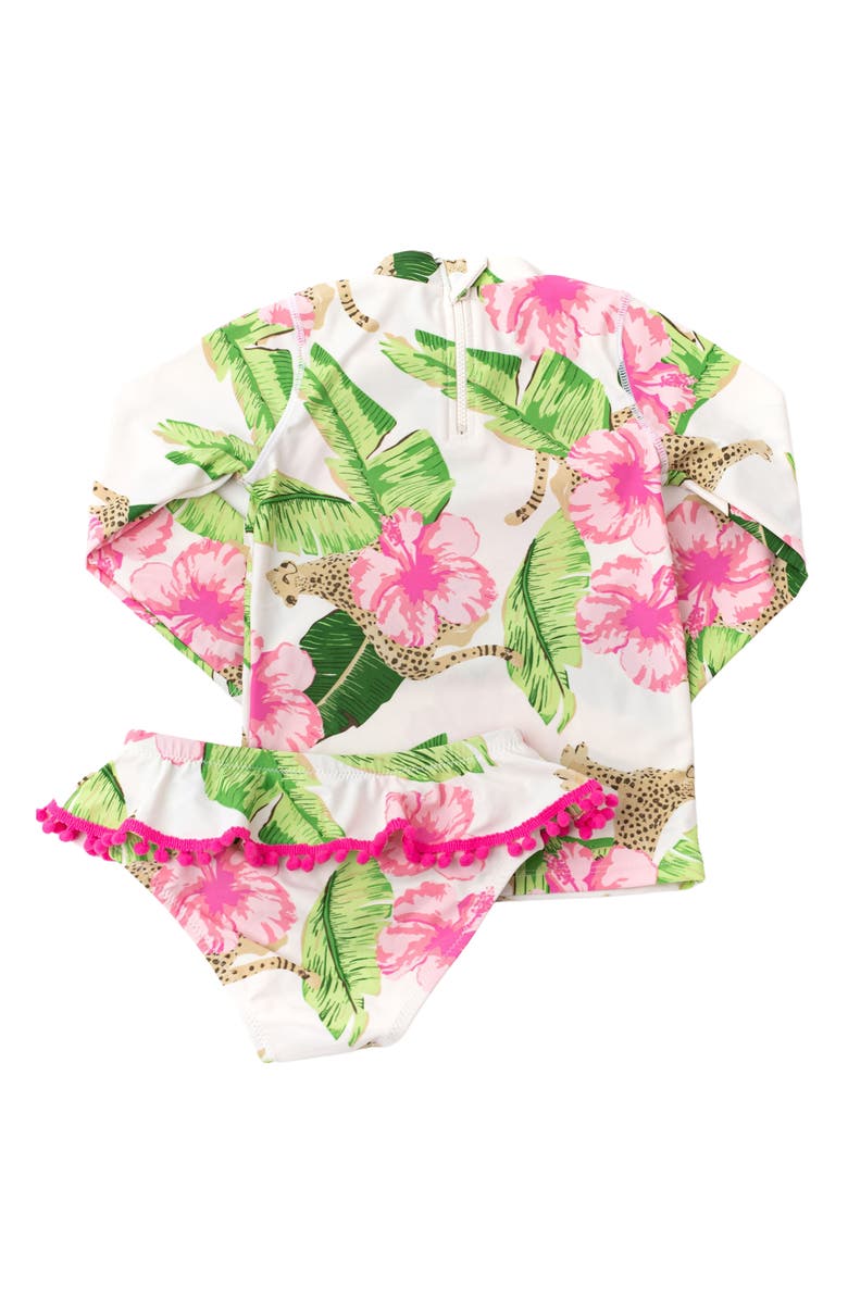 Shade Critters Kids' Bontanical Leopard Long Sleeve Two-PIece Rashguard Swimsuit, Alternate, color, 