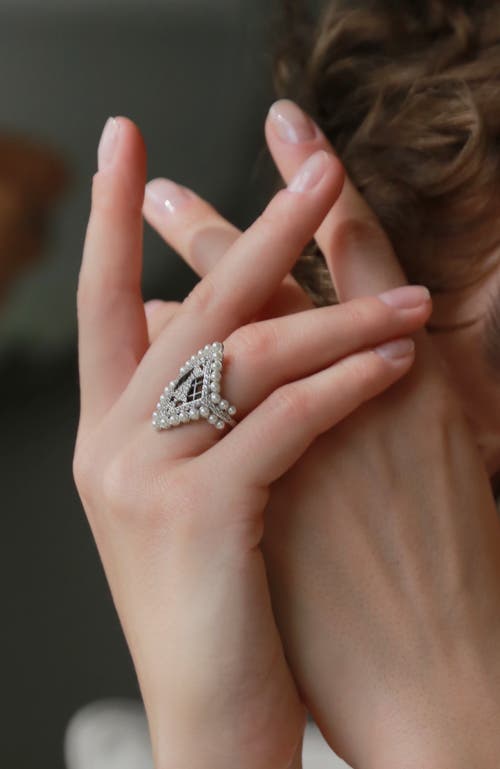 Rc Retro Chic Black Royal Ballet Ring In Silver