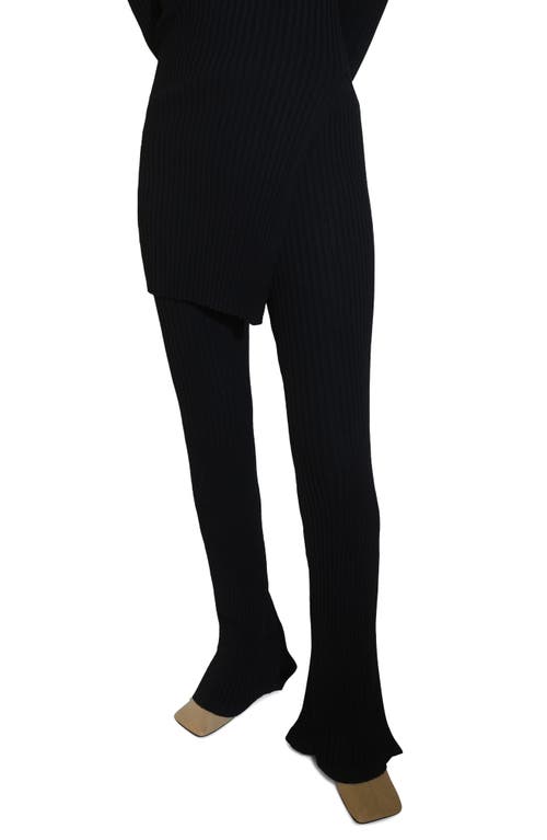 Mango Rib Flare Pants In Black