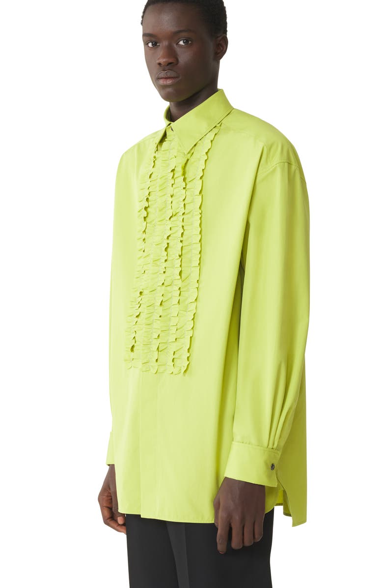 Lanvin Green Cotton Poplin Bib Front Shirt, Alternate, color, Absinth Green