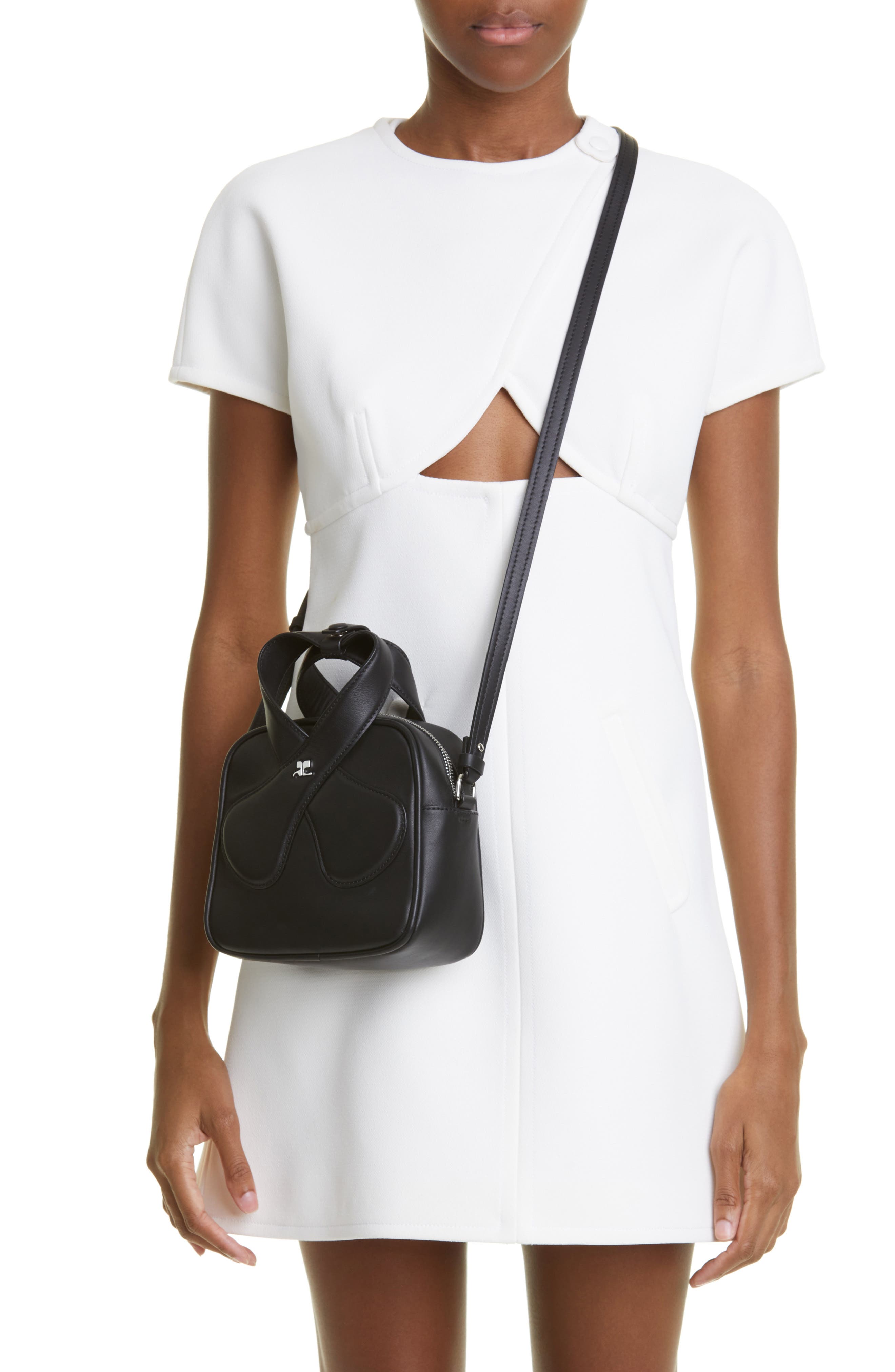 Courrèges Leather Loop Top Handle Bag, Alternate, color, 