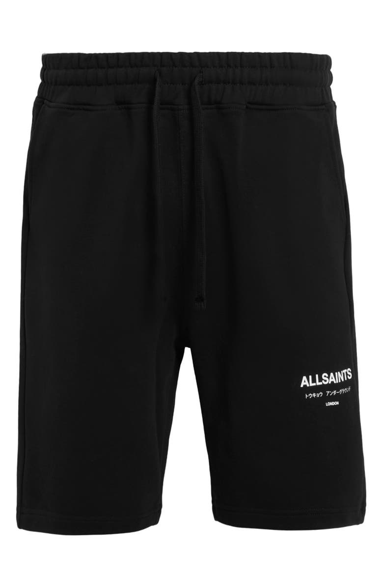 AllSaints Underground Relaxed Fit Organic Cotton Sweat Shorts, Alternate, color, Jet Black