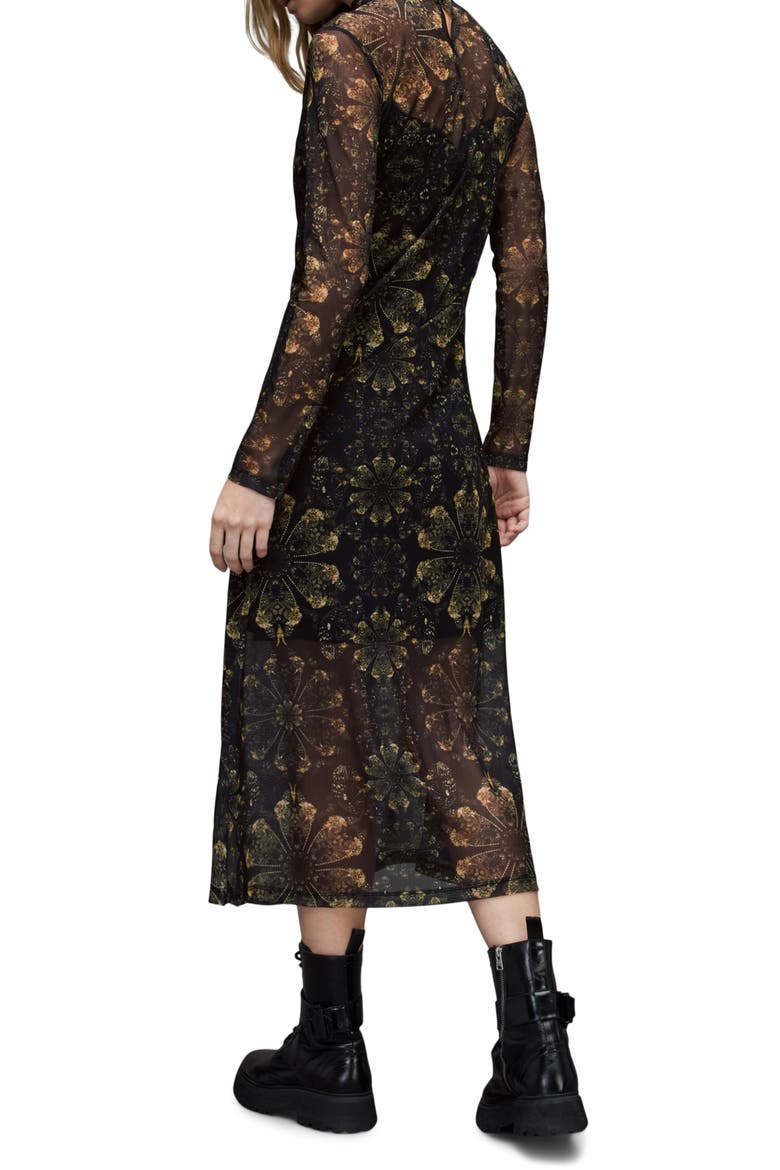 Hanna Gloria Long Sleeve Midi Dress, Alternate, color, BLACK