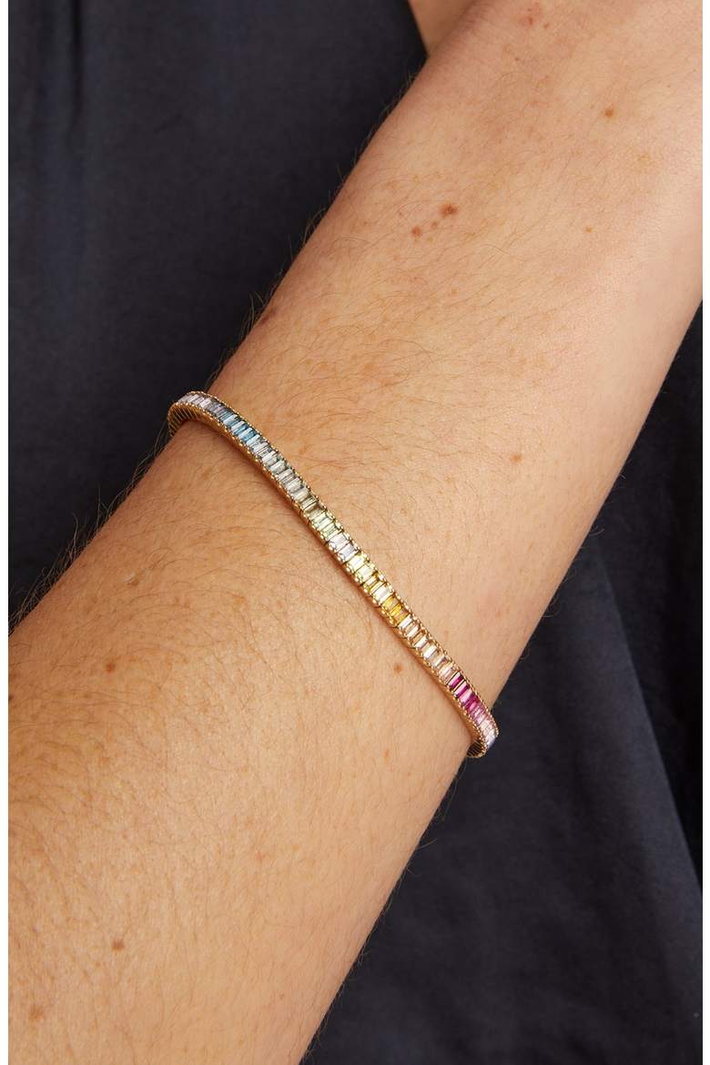 Ombré Rainbow Baguette Tennis Bracelet, Alternate, color, Yellow Gold Vermeil